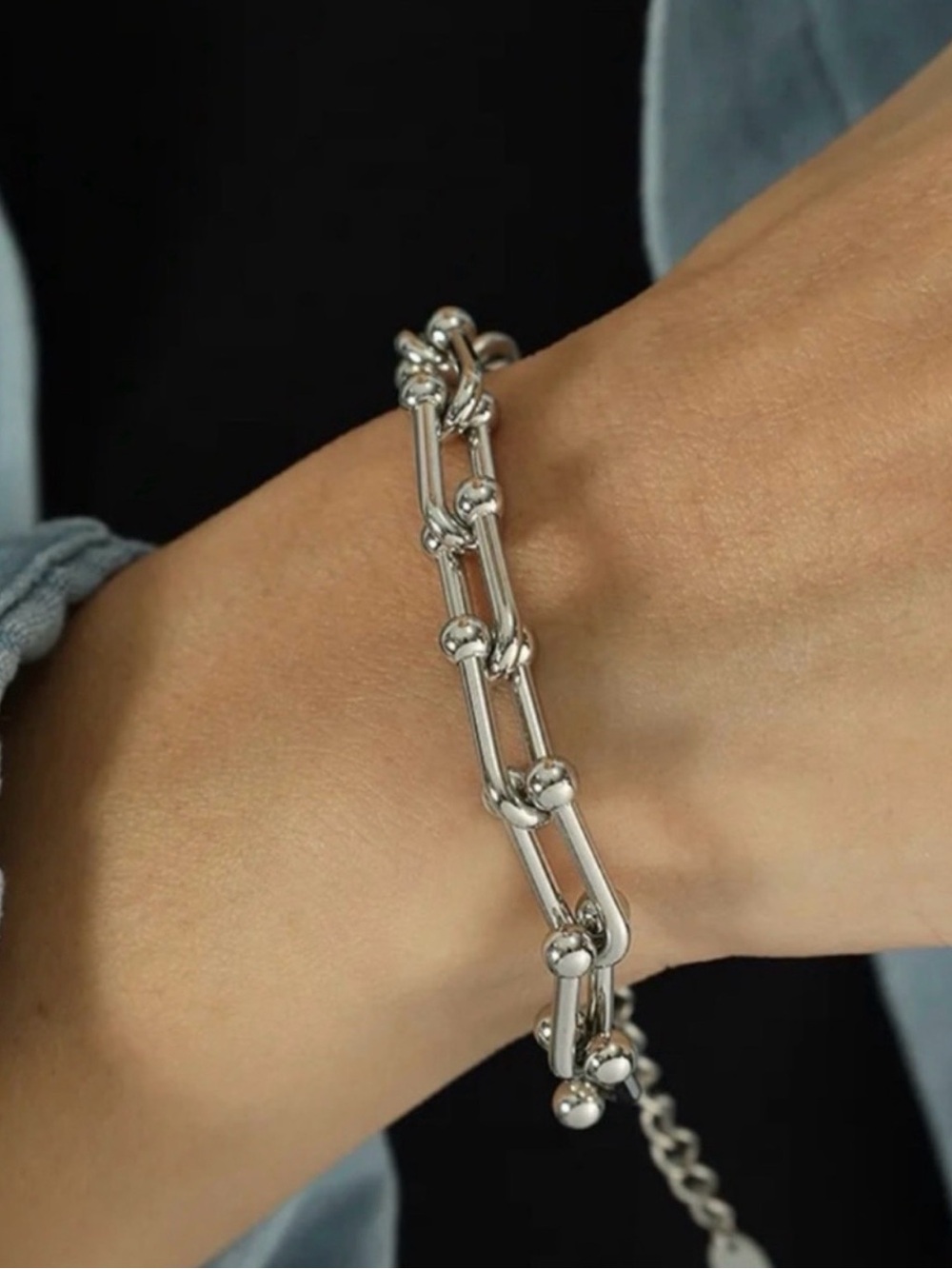 Hardware Graduated U Link Silver Bracelet